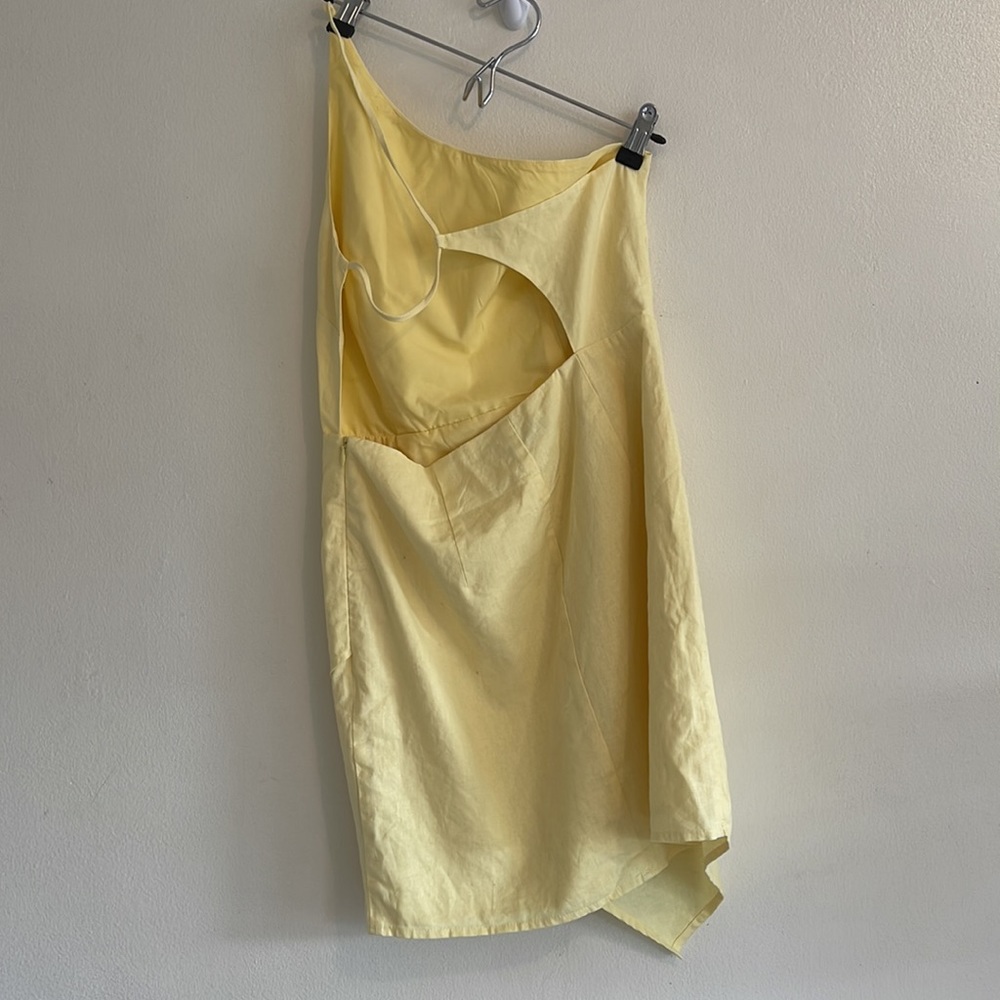 NA-KD Linen Yellow Mini Dress | Size 36 (US - Small) - Picture 9 of 16
